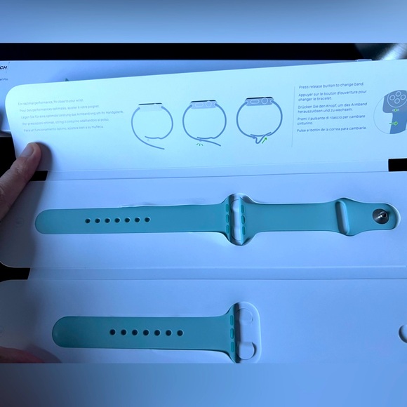 38mm Turquoise Apple Watch Sports Band. Fits 40mm and 41mm case. Like new. - Picture 3 of 5